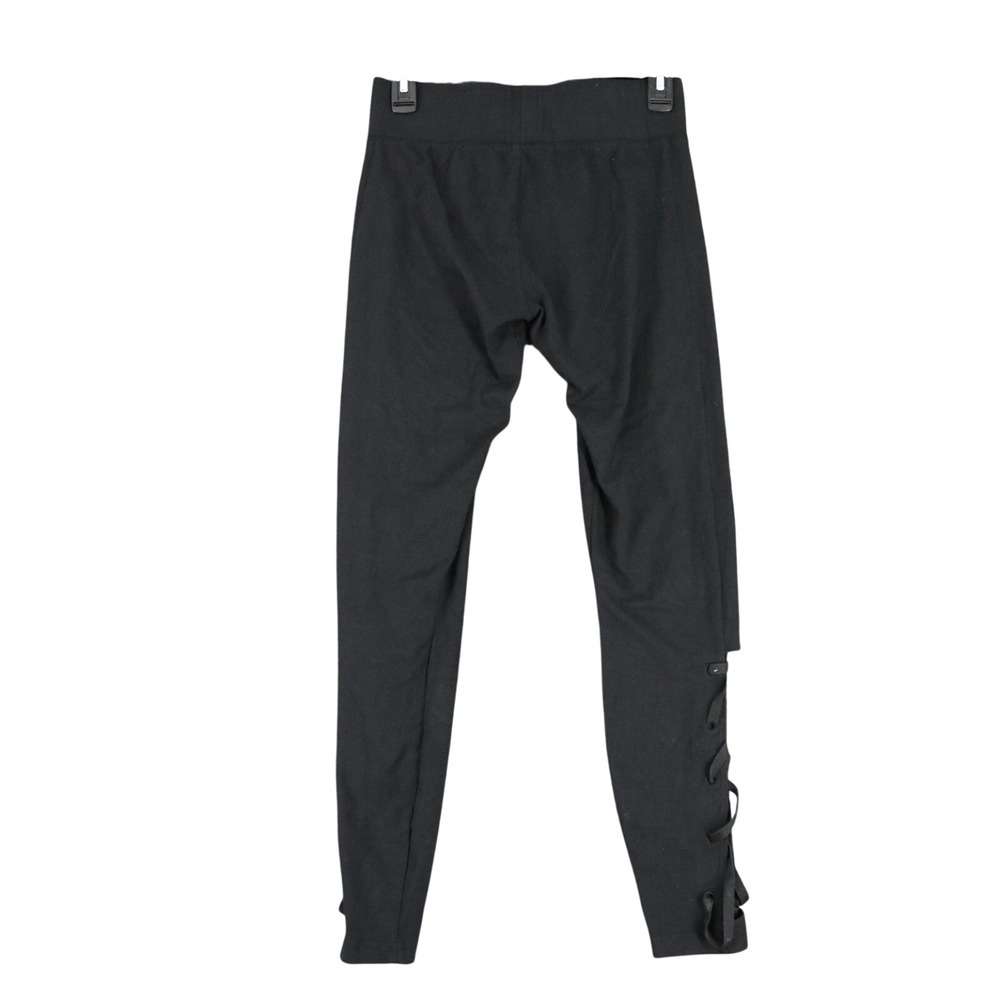 Puma Lace Up Leggings Womens L Gold Foil Logo Ribbon Detail Athletic Gym Wear